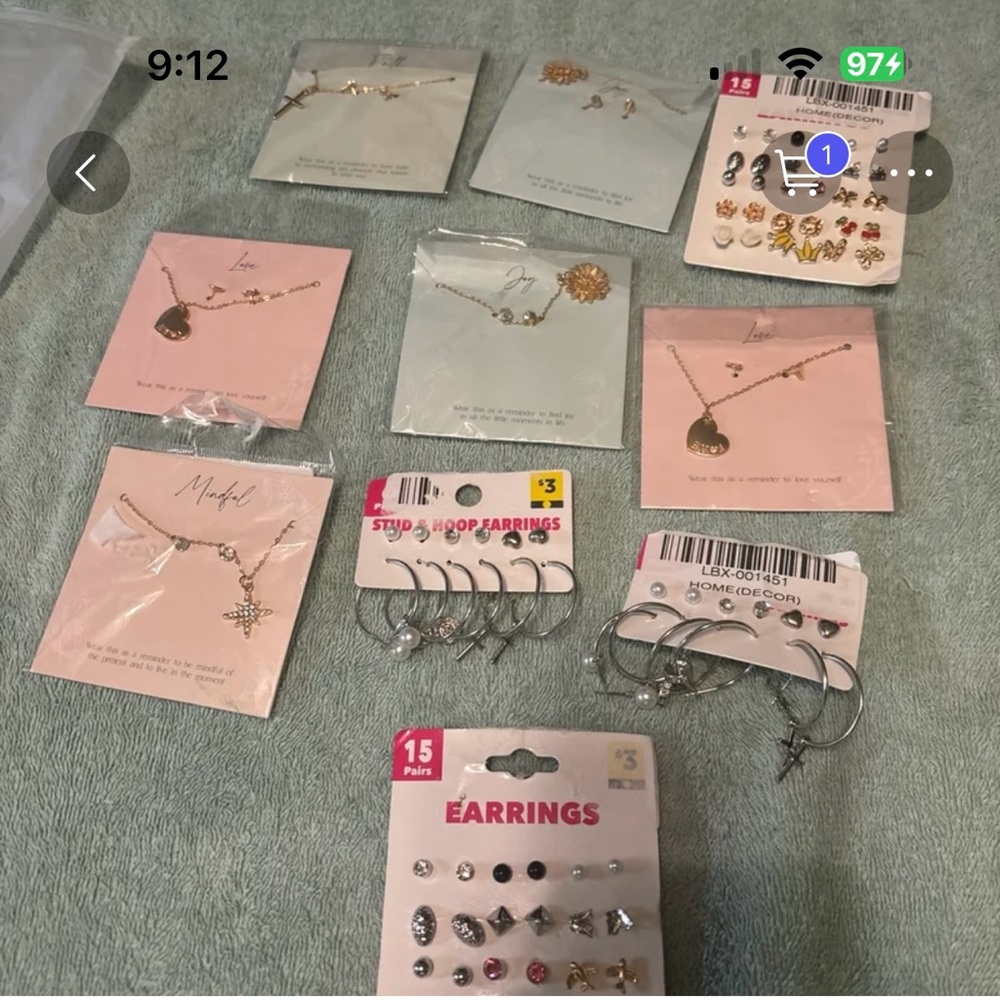 Earrings and matching necklace and earrings